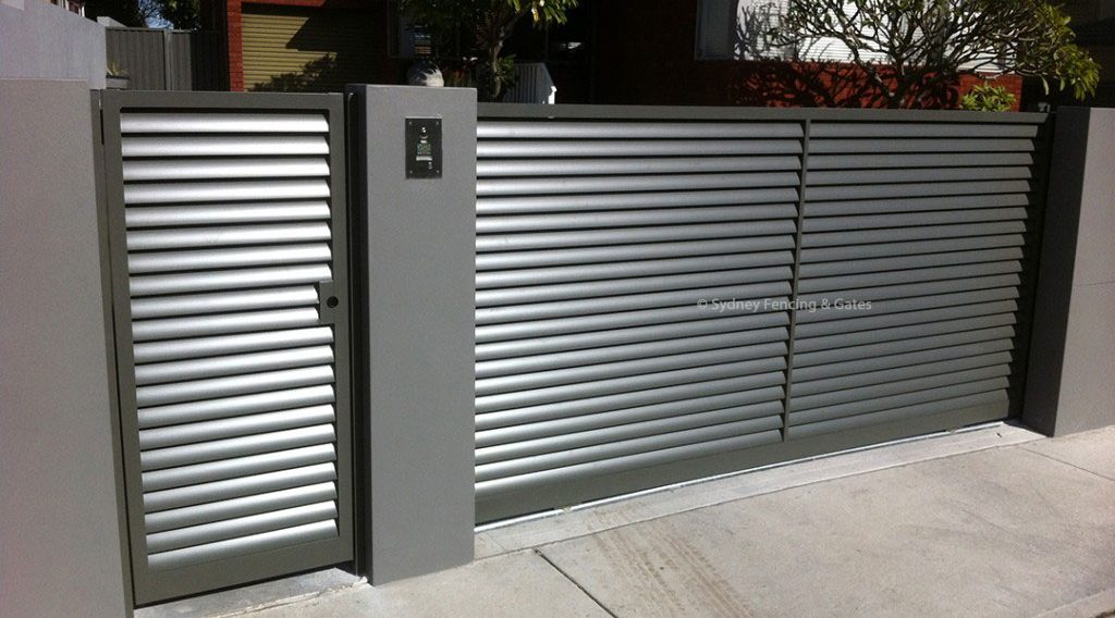 Aluminium louvre sliding gate and single swinging gate